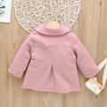 Solid Doll Collar Double Breasted Baby Long-sleeve Coat Dark Pink image 4