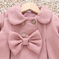 Solid Doll Collar Double Breasted Baby Long-sleeve Coat Dark Pink image 2