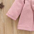 Solid Doll Collar Double Breasted Baby Long-sleeve Coat Dark Pink