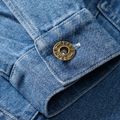 Kid Girl 100% Cotton Floral Embroidery Lapel Collar Button Design Denim Jacket Blue
