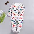 2-piece Toddler Boy Dinosaur Print Pullover Sweatshirt and Elasticized Pants Set White image 1