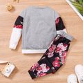 2-piece Toddler Girl Heart/Floral Print Colorblock Pullover and Pants Set Black image 2
