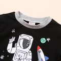2-piece Toddler Boy /Girl Space Rocket Astronaut Planet Print Pullover and Pants Set Black