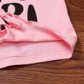 2-piece Toddler Girl Letter Print Tie Knot Long-sleeve Pink Tee and Camouflage Print Pants Set Pink