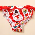 Christmas 2pcs All Over Santa and Snowman Print Red Swimsuits Red