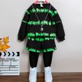 2-piece Toddler Boy Fishbone Print Sweatshirt and Faux-two Pants Set Green