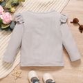Toddler Girl Letter Butterfly Print Ruffled Long-sleeve Ribbed Tee Grey