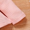 2-piece Toddler Girl Ruffled Button Design Long-sleeve Peplum Pink Top and Blue Ripped Denim Jeans Set Pink