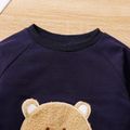 Toddler Boy Fuzzy Bear Embroidered Raglan Sleeve Pullover Sweatshirt Royal Blue