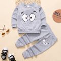 2-piece Toddler Boy/Girl Eye Print Pullover Sweatshirt and Pants Casual Set Grey image 2