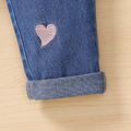 Toddler Girl Heart Embroidered Elasticized Blue Denim Jeans Blue image 4