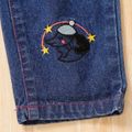Toddler Girl Unicorn Embroidered Elasticized Blue Denim Paperbag Jeans DENIMBLUE image 4