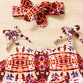 2pcs Toddler Girl Allover Print Bowknot Design Camisole and Denim Shorts Set YellowBrown image 3