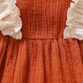 Toddler Girl 100% Cotton Ruffled Sleeveless Crepe Dress RustRed image 5