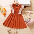Toddler Girl 100% Cotton Ruffled Sleeveless Crepe Dress RustRed image 1