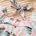 Toddler Girl Floral Print Square Neck Short Puff-sleeve Rompers Multi-color