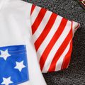Independence Day 2pcs Toddler Boy Casual Patchwork Ripped Denim Shorts and Pocket Design Tee Set White