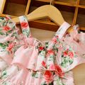 Floral Party Toddler Girl Floral Allover Flounce Decor Off Shoulder Pink Chiffon Dress Pink image 3