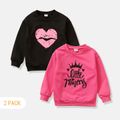 2-Pack Toddler Girl Heart/Letter Print Pullover Sweatshirt Multi-color image 1