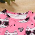 2-Pack Toddler Girl Animal Cat Print Long-sleeve Tee Black
