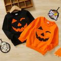 Toddler Boy/Girl Halloween Pumpkin Print Pullover Sweatshirt Black image 1