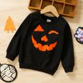 Toddler Boy/Girl Halloween Pumpkin Print Pullover Sweatshirt Black