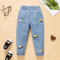 Toddler Boy Playful 100% Cotton Vehicle Embroidered Denim Jeans Blue image 1