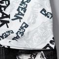 2pcs Toddler Boy Trendy Ripped Denim Shorts & Letter Print Tee Set Black image 5