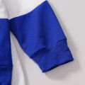 2pcs Toddler Boy Trendy Letter Print Colorblock Hoodie Sweatshirt and Pants Set Dark blue/White/Red image 5