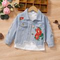 Toddler Girl Sweet Floral Embroidered Denim Irregular Cotton Jacket (Tee is not included) Light Blue image 1
