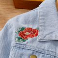 Toddler Girl Sweet Floral Embroidered Denim Irregular Cotton Jacket (Tee is not included) Light Blue image 4