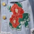 Toddler Girl Sweet Floral Embroidered Denim Irregular Cotton Jacket (Tee is not included) Light Blue image 5