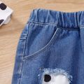 2pcs Toddler Girl Trendy Denim Patchwork Shorts and Polka dots Camisole Set White image 5