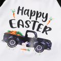 Easter 2pcs Toddler Boy Playful Ripped Denim Shorts and Letter Print Tee Set Color block image 3