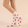 Women Allover Heart Pattern Tube Socks White