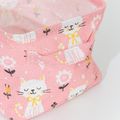 Animal Fruit Cartoon Foldable Fabric Storage Receive Basket with Handle Cotton Linen Storage Bins Pink