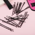 40-pack Black Bobby Pins Tipped Flat Style Pins for Girls Black