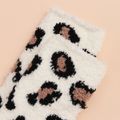 Women Leopard Pattern Warm Fuzzy Floor Socks White