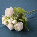 5 Heads Artificial Rose Flowers Bouquet Cloth Rose for Wedding Party Festival Home Table Decor White