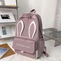 Women Backpack Cute Dual Ears Decor Laptop Backpack College Student School Bag Light Purple