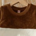 2-piece Toddler Boy Colorblock Fuzzy Flannel Fleece Pullover Sweatshirt and Solid Color Pants Set Brown image 3