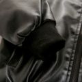 Toddler Boy Trendy Zipper PU Faux Leather Black Bomber Jacket Black