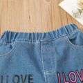 Toddler Girl Letter Print Flared Ripped Denim Jeans Blue