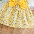 2pcs Baby Girl Allover Yellow Floral Print Bow Front Tank Dress with Hat Set Yellow
