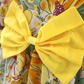 2pcs Toddler Girl Floral Print Bowknot Design Cami Dress and Headband Set Yellow