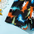 3pcs Toddler Boy Vacation Shark Print Tee & Shorts and Cap Swimsuit Set Orange
