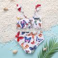 2pcs Toddler Girl Sweet Butterfly Print Swimsuit Multi-color image 4