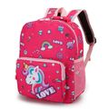 Kids Unicorn Rainbow Print Backpack Children Square School Bag Travel Bag Hot Pink image 1