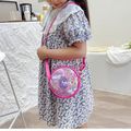 Kids Cartoon Sequined Unicorn Round Shape Shoulder Messenger Bag Purse for Girls Hot Pink