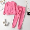 2-piece Kid Girl Big Bowknot Design Sweatshirt and Colorblock Pants Set Pink